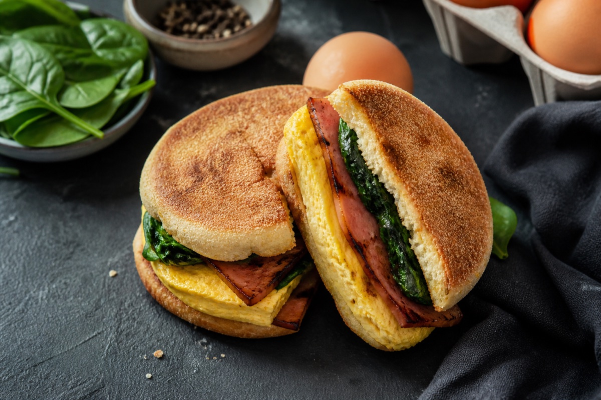 Egg muffin breakfast stack